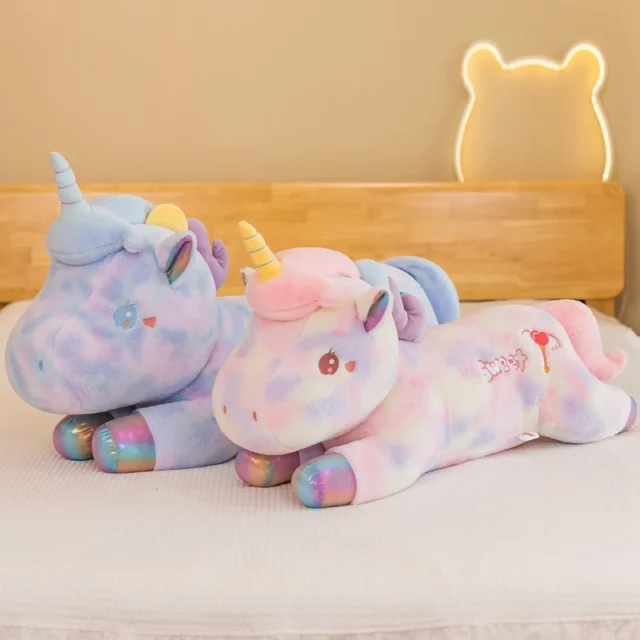 peluche licorne multicolore et violet