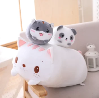 Oreiller Kawaii chat blanc