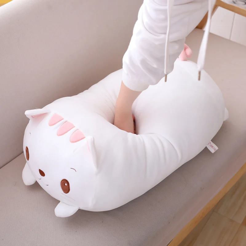 Oreiller Kawaii chat blanc moelleux