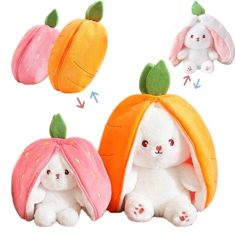 Peluche bunny buddies fraise et carotte réversible