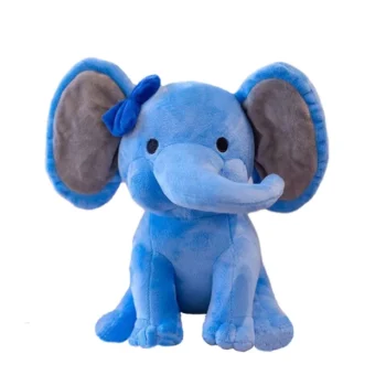 peluche elephant bleu sur fond blanc 1