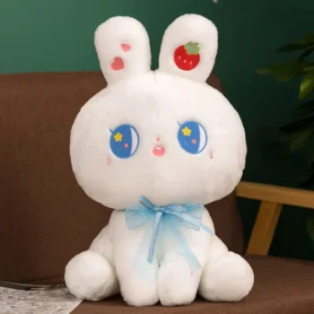 peluche kawaii lapin avec motif fraise et etoile