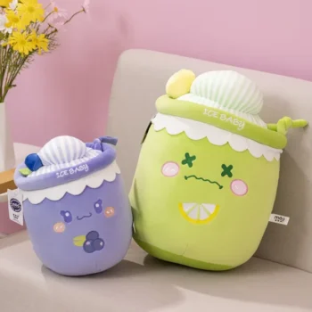 peluches douces bubble tea myrtille citron