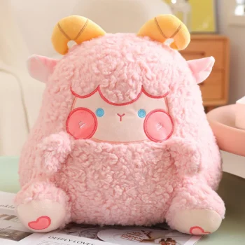 Coussin Peluche Mouton Rose