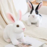 Peluche Lapin Realiste Blanc et Noir