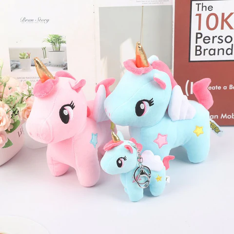 Peluche Licorne Rose et Bleu : 10cm, 25cm