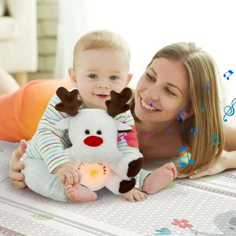 Peluche Renne Blanc avec Enfant et sa Maman