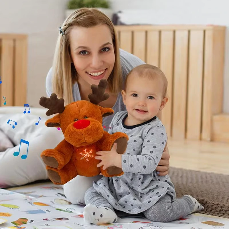 Peluche Renne Marron avec Enfant et sa Maman