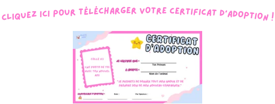 certificat adoption peluche sugoi à télécharger et à imprimer pour les enfants