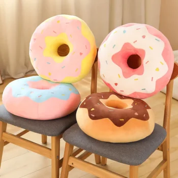 coussin donuts blanc rose bleu marron