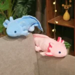 peluche axolotl kawaii bleu rose