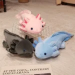 peluche axolotl kawaii noir rose bleu