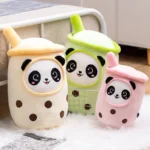 peluche bubble tea panda vert rose jaune