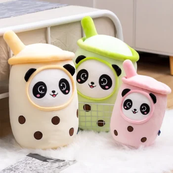 peluche bubble tea panda vert rose jaune