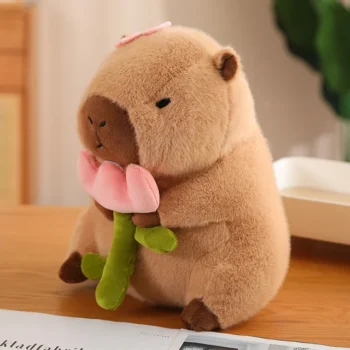 peluche capybara kawaii avec fleur 30cm 40cm