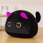 peluche chat noir avec oreilles violettes