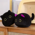 peluche chat noir deux styles oreilles violettes