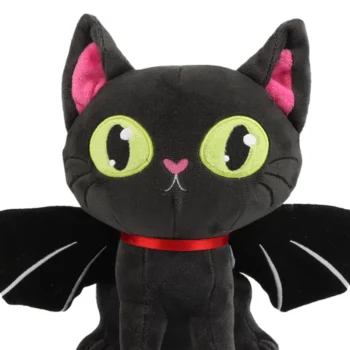 peluche chat noir yeux verts de face