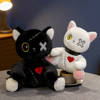 peluche chat zombie noir blanc