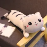 peluche coussin chat gris