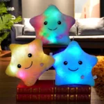 peluche etoile lumineuse jaune multicolore bleu