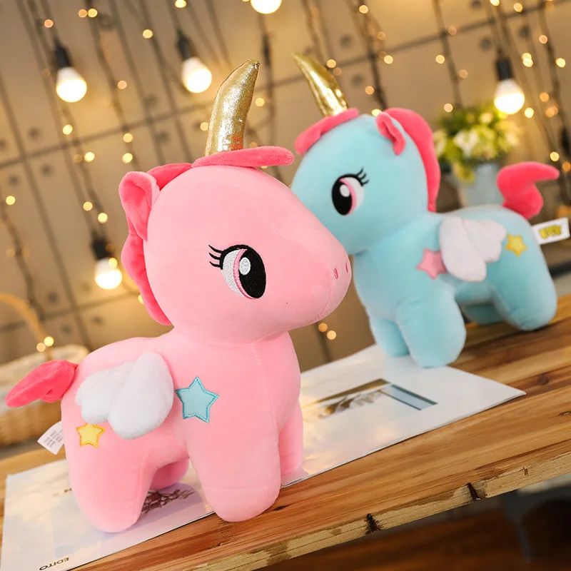 peluche licorne bleu et rose