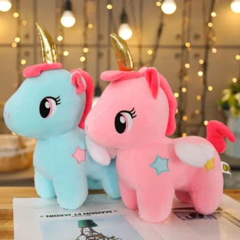 peluche licorne bleu rose