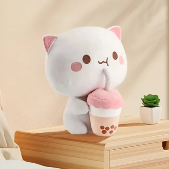 peluche neko kawaii avec son bubble tea