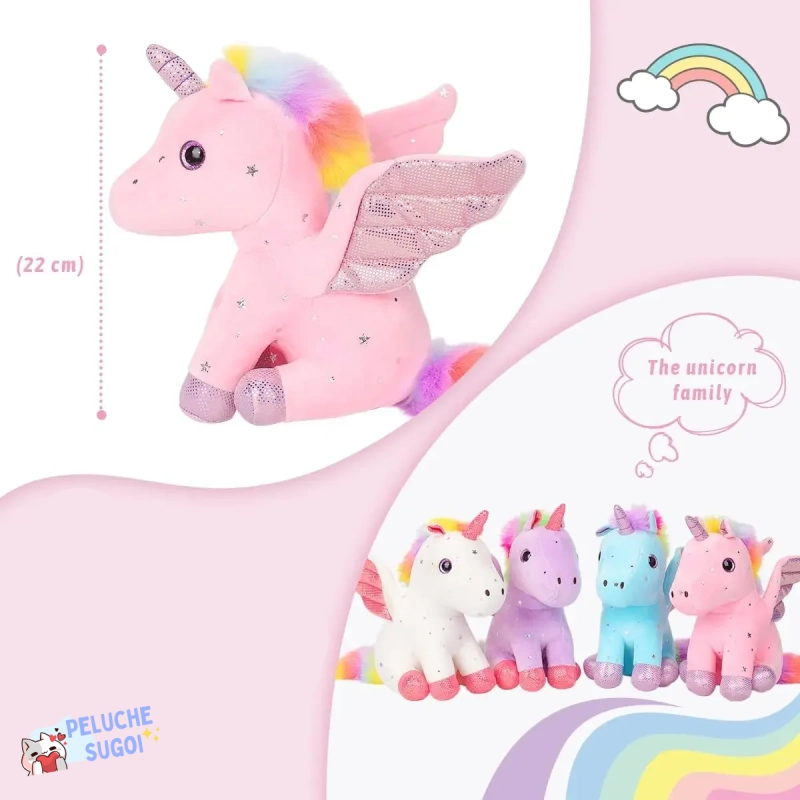 peluche licorne ailé 22cm charte